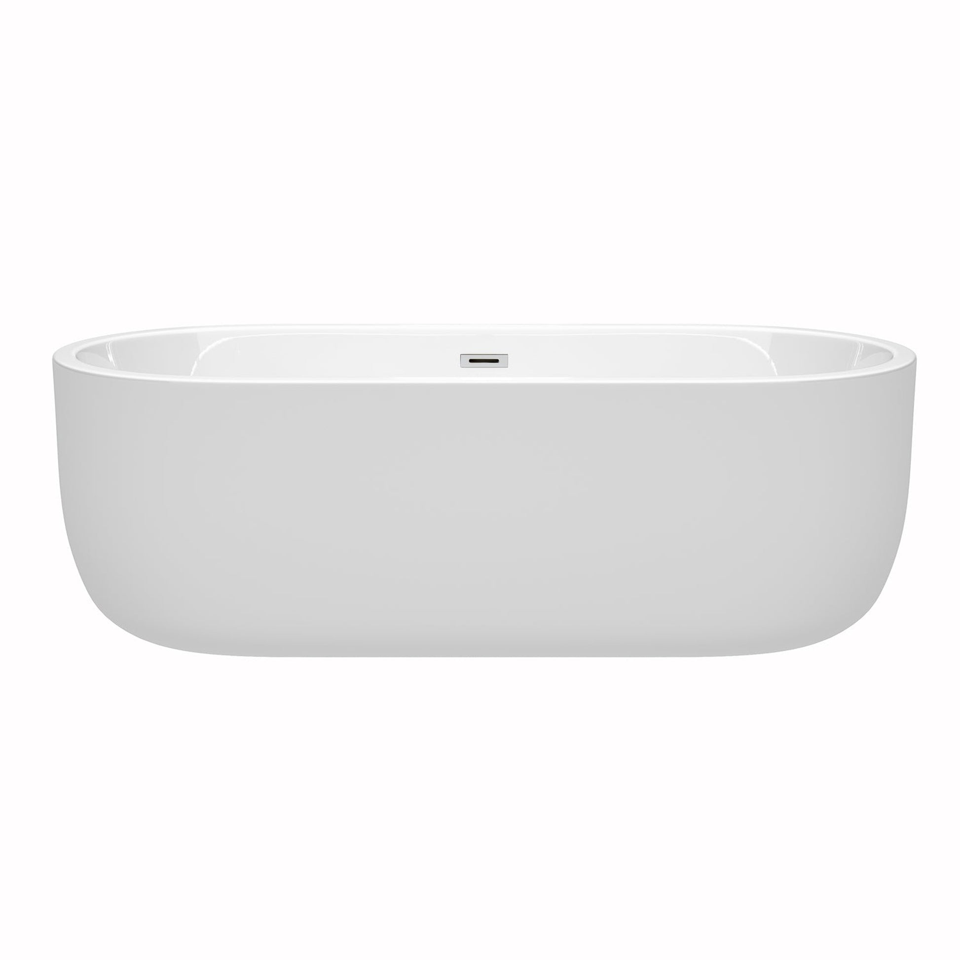 Wyndham Collection Juliette 71" Freestanding Bathtub in White With Polished Chrome Drain and Overflow Trim