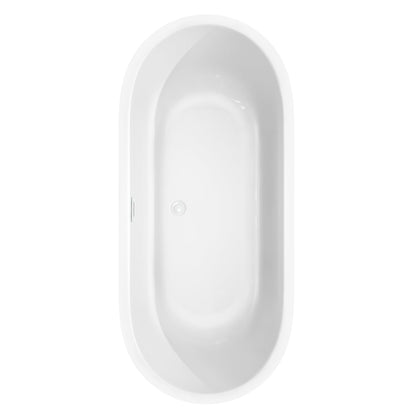 Wyndham Collection Juliette 71" Freestanding Bathtub in White With Shiny White Drain and Overflow Trim