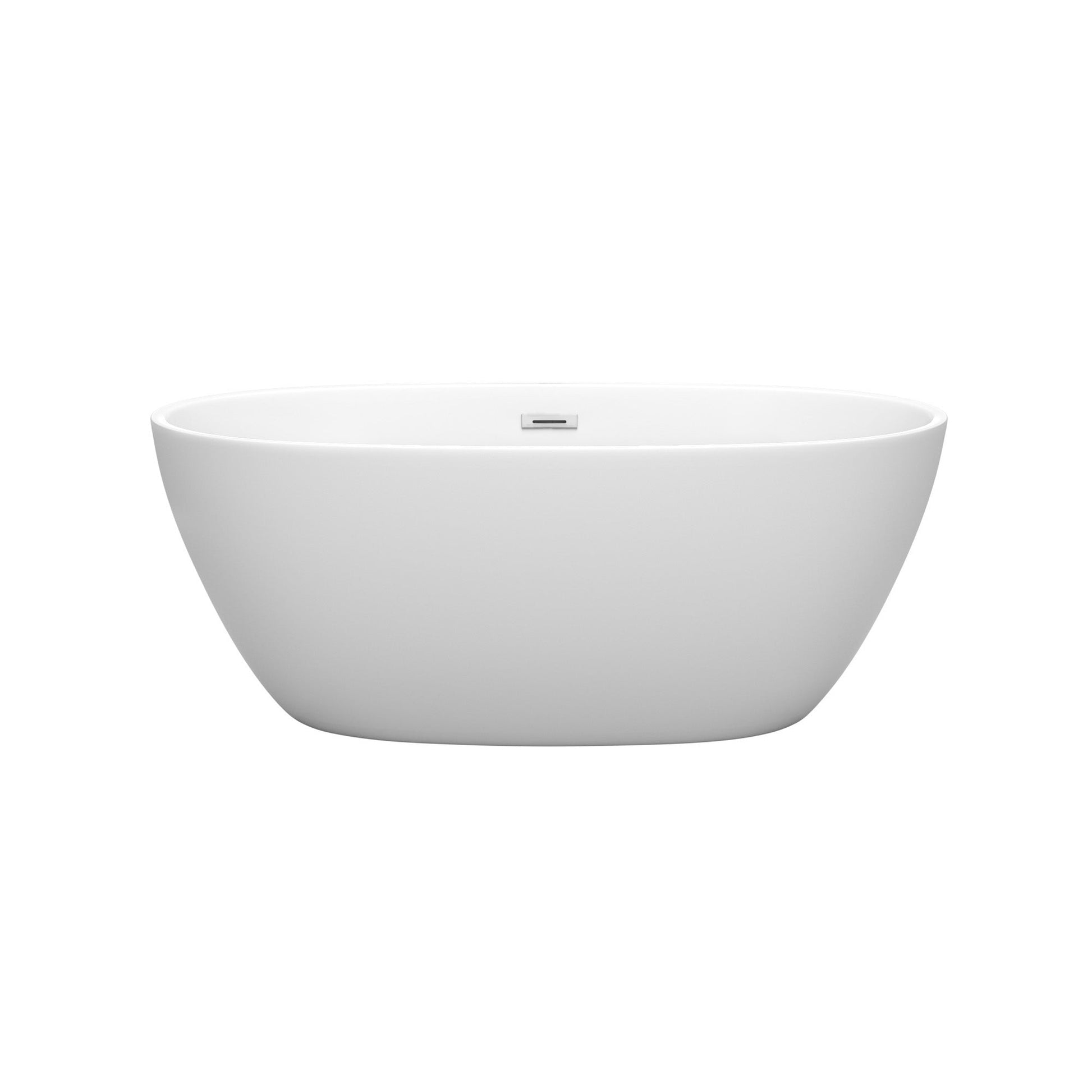 Wyndham Collection Juno 59" Freestanding Bathtub in Matte White With Polished Chrome Drain and Overflow Trim