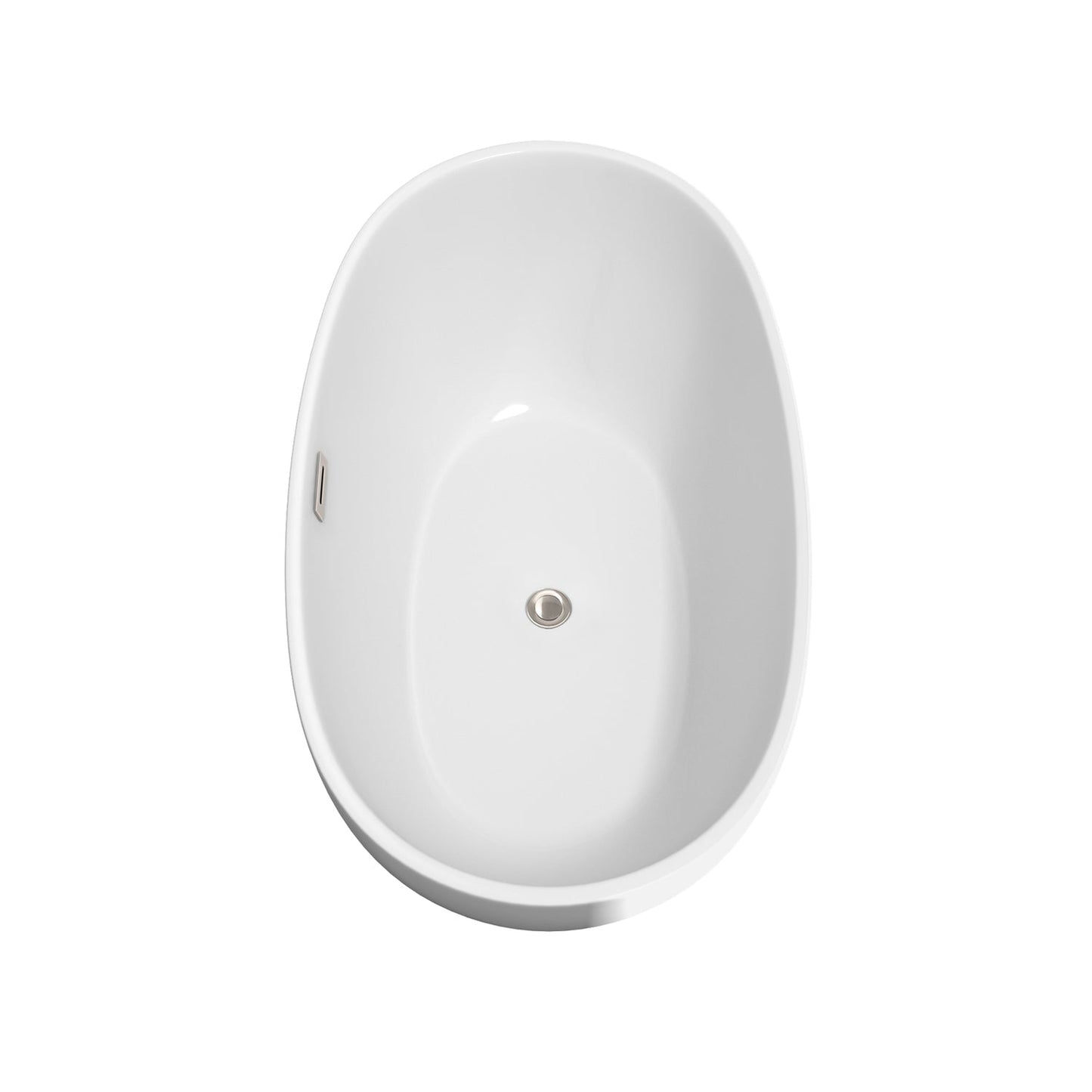 Wyndham Collection Juno 59" Freestanding Bathtub in White With Brushed Nickel Drain and Overflow Trim