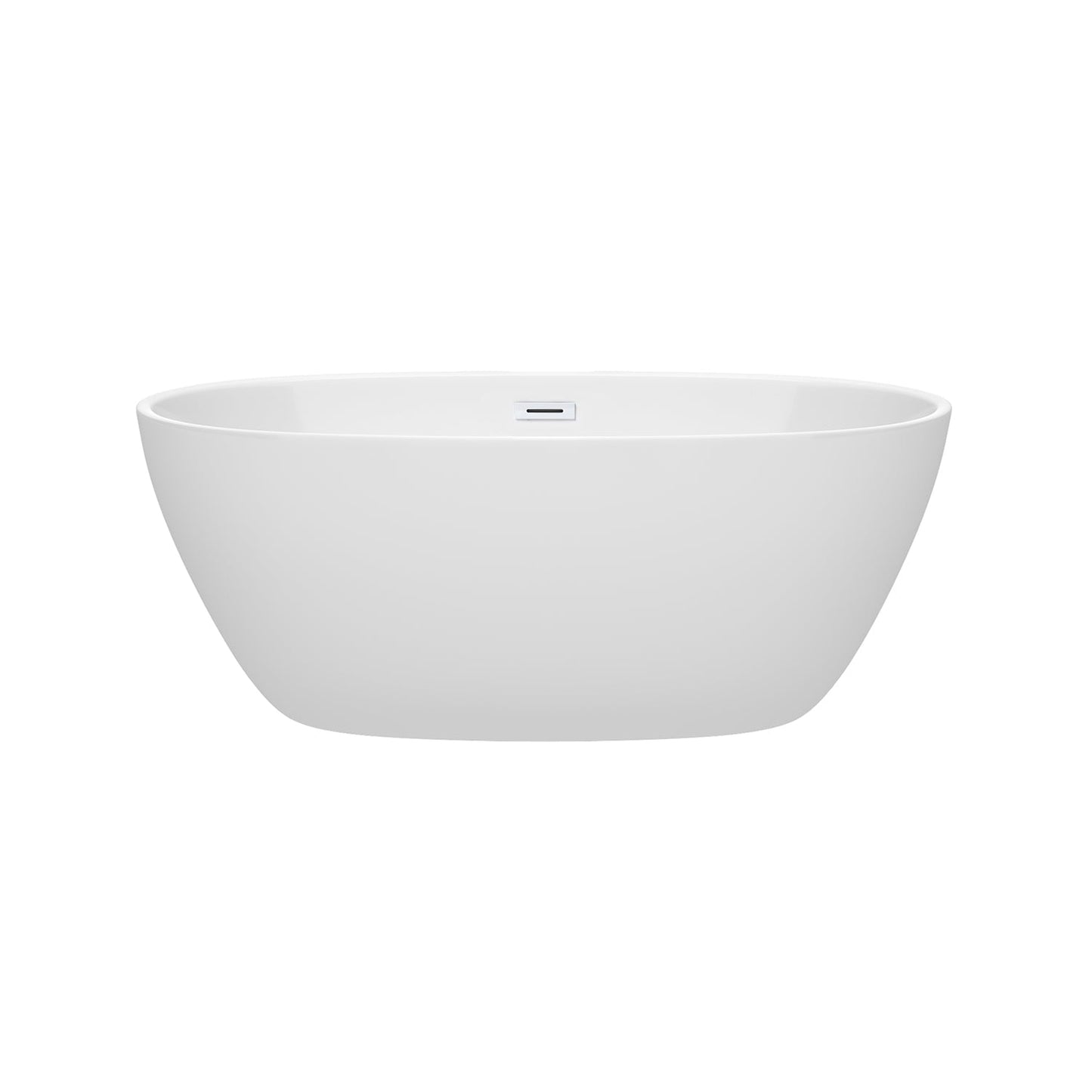 Wyndham Collection Juno 59" Freestanding Bathtub in White With Shiny White Drain and Overflow Trim