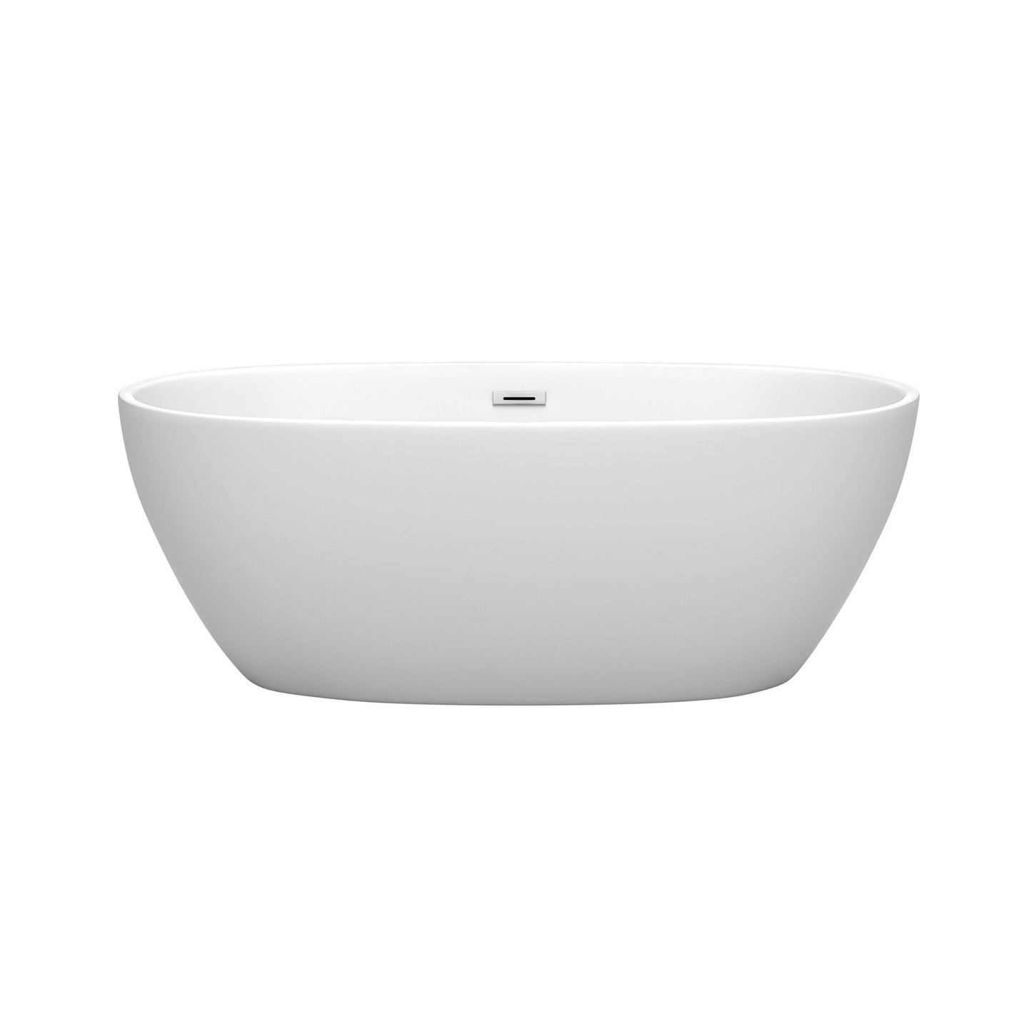 Wyndham Collection Juno 63" Freestanding Bathtub in Matte White With Polished Chrome Drain and Overflow Trim