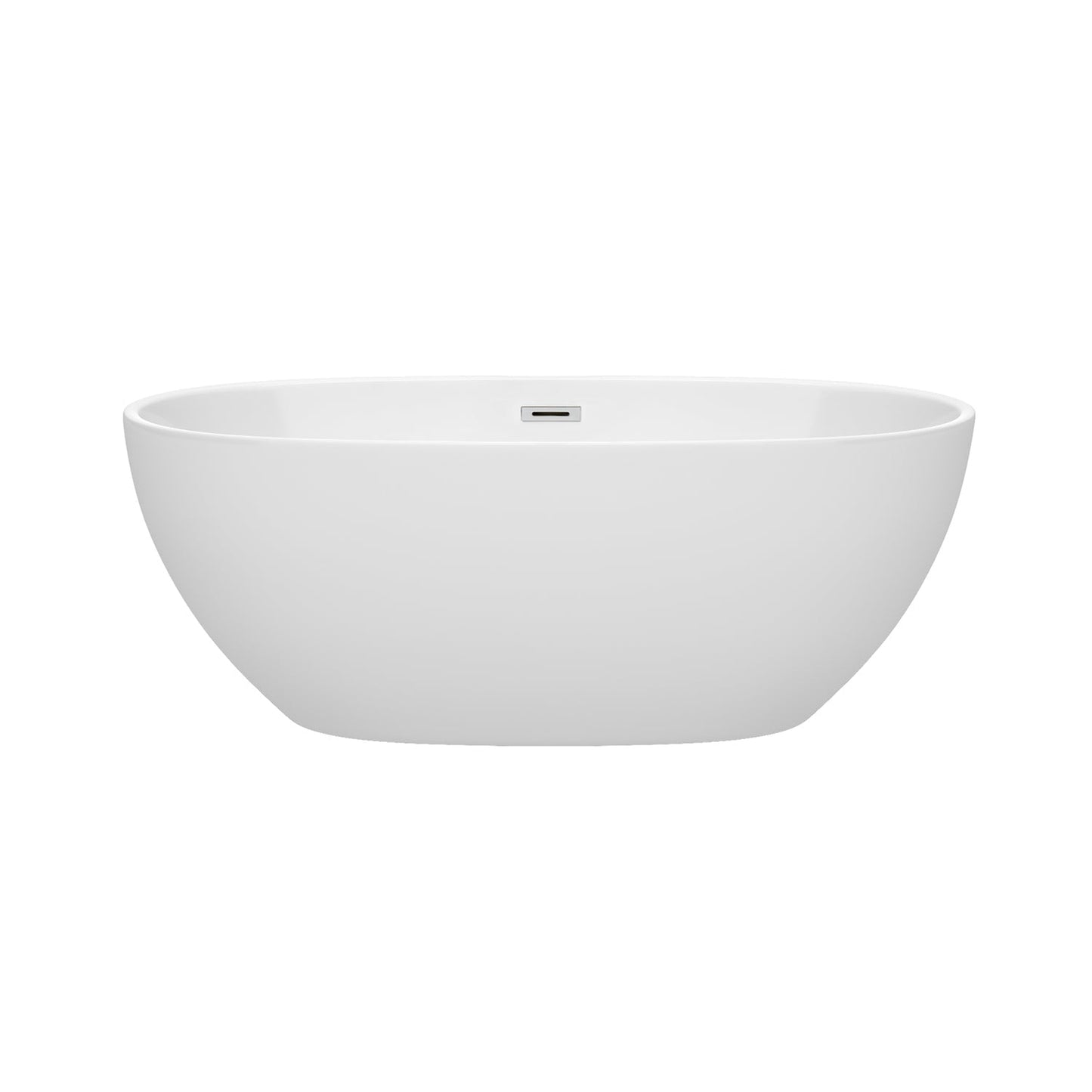 Wyndham Collection Juno 63" Freestanding Bathtub in White With Polished Chrome Drain and Overflow Trim