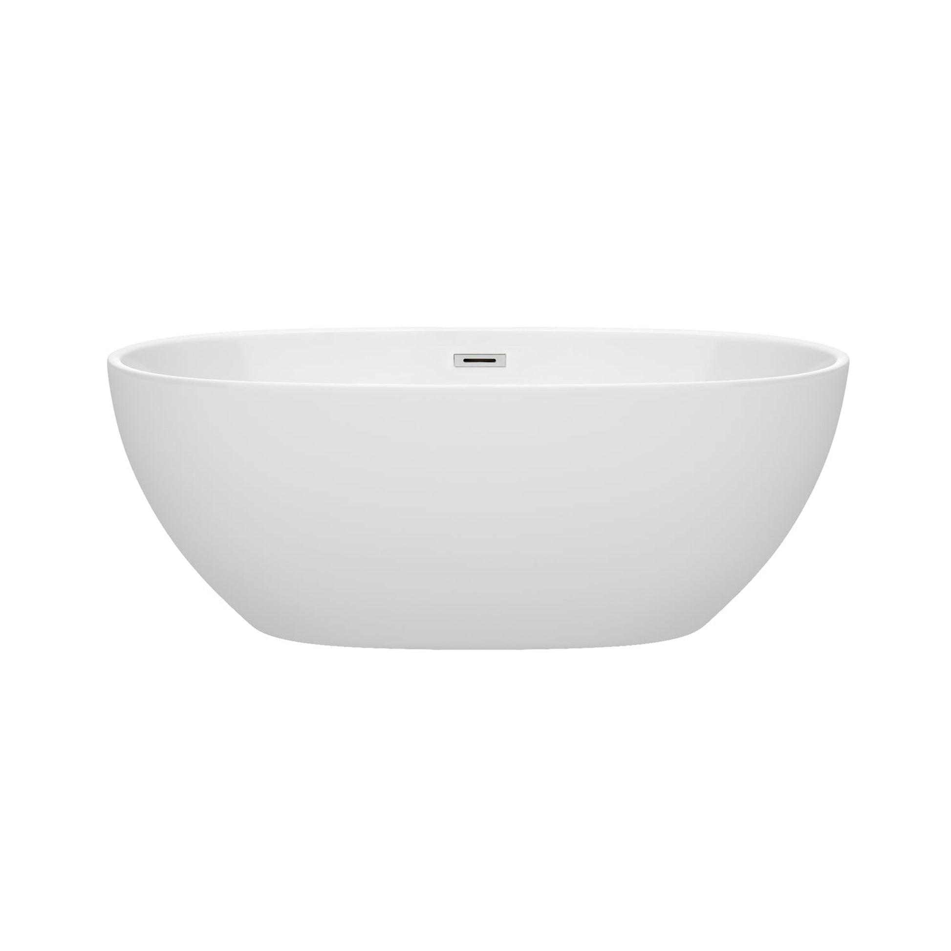 Wyndham Collection Juno 63" Freestanding Bathtub in White With Polished Chrome Drain and Overflow Trim