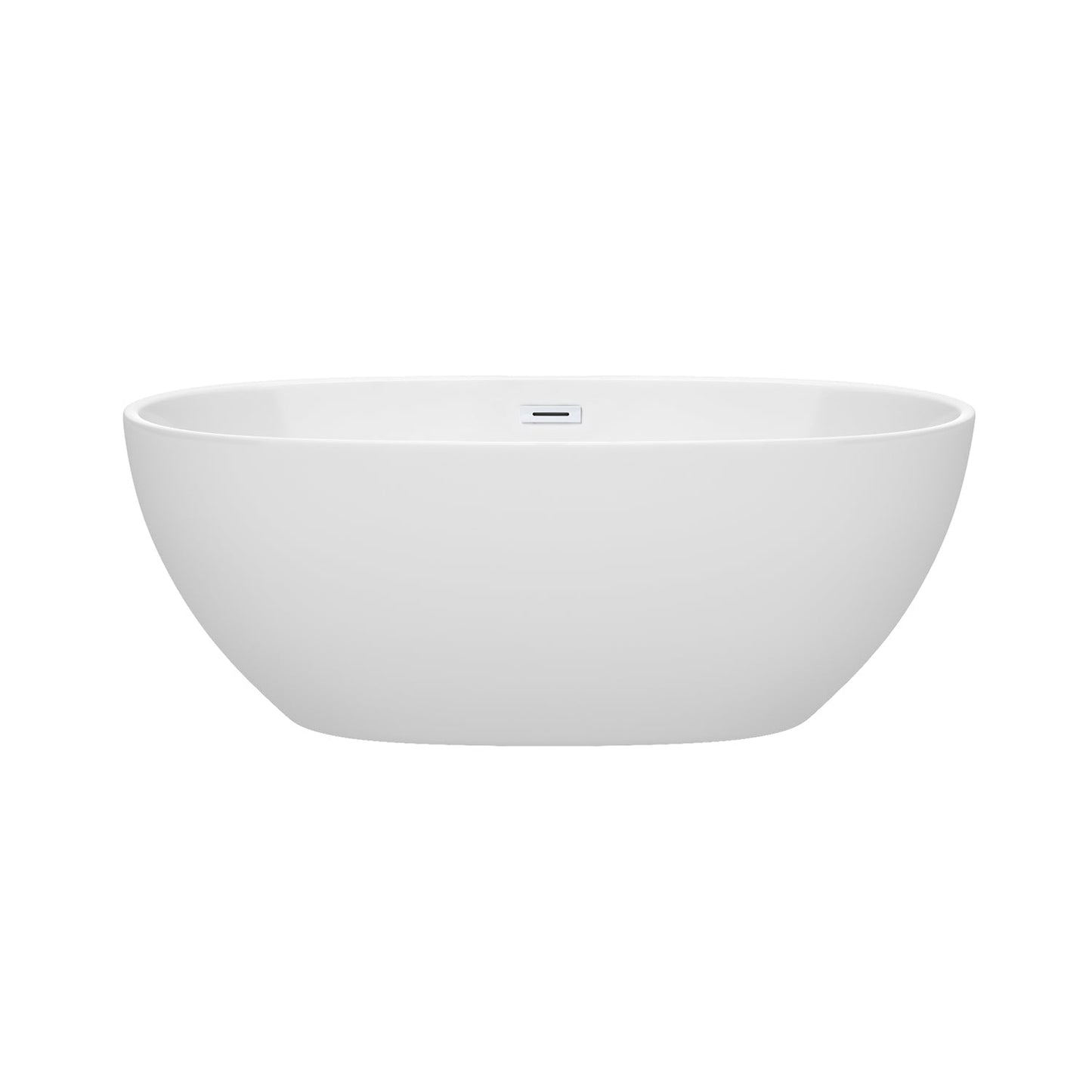 Wyndham Collection Juno 63" Freestanding Bathtub in White With Shiny White Drain and Overflow Trim