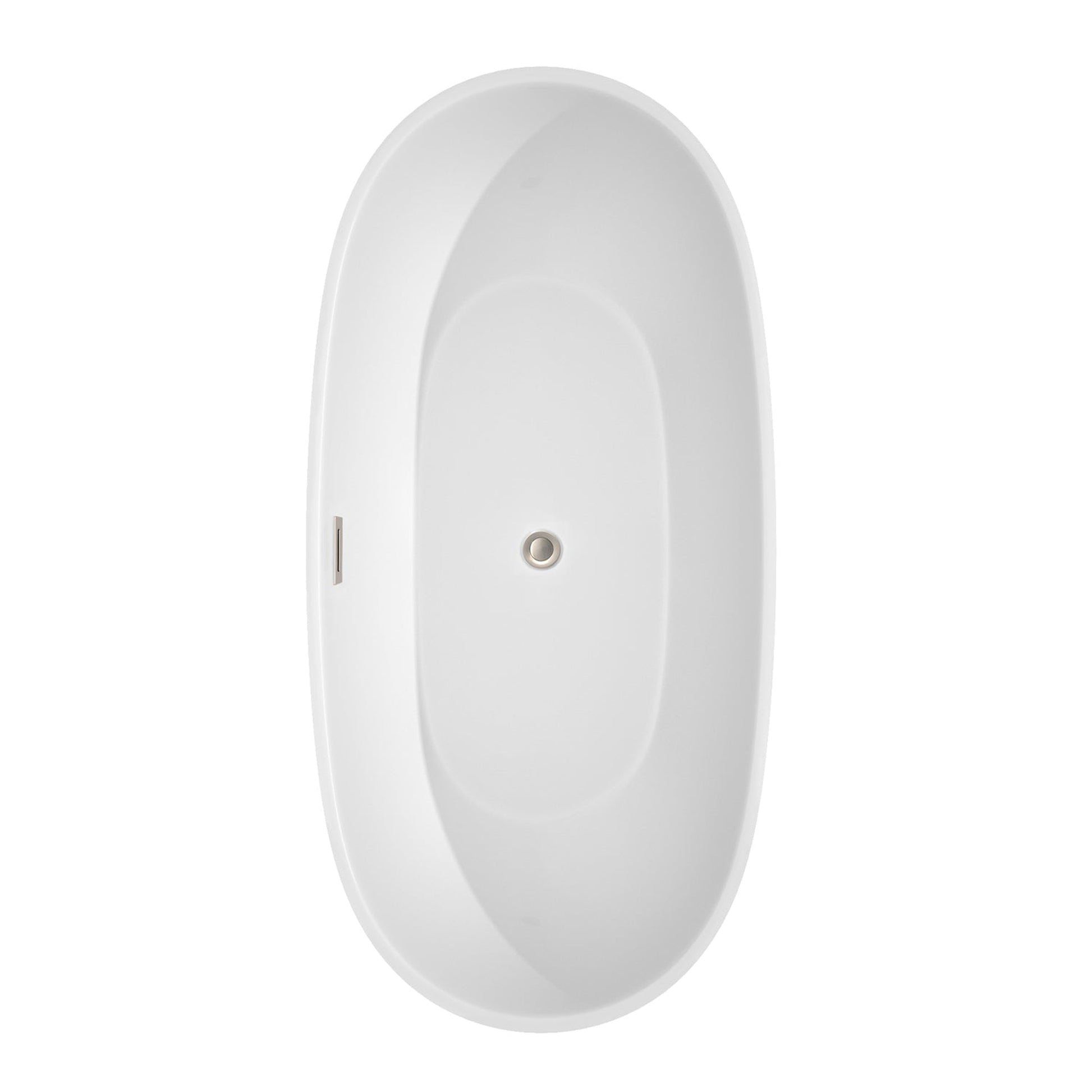 Wyndham Collection Juno 67" Freestanding Bathtub in White With Brushed Nickel Drain and Overflow Trim
