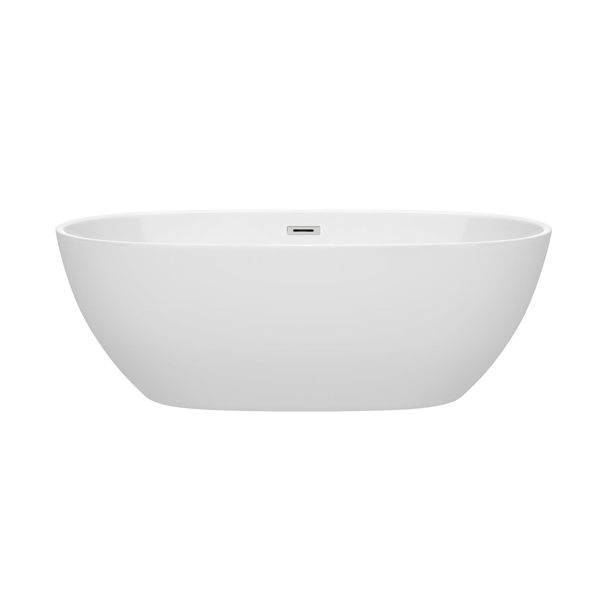 Wyndham Collection Juno 67" Freestanding Bathtub in White With Polished Chrome Drain and Overflow Trim