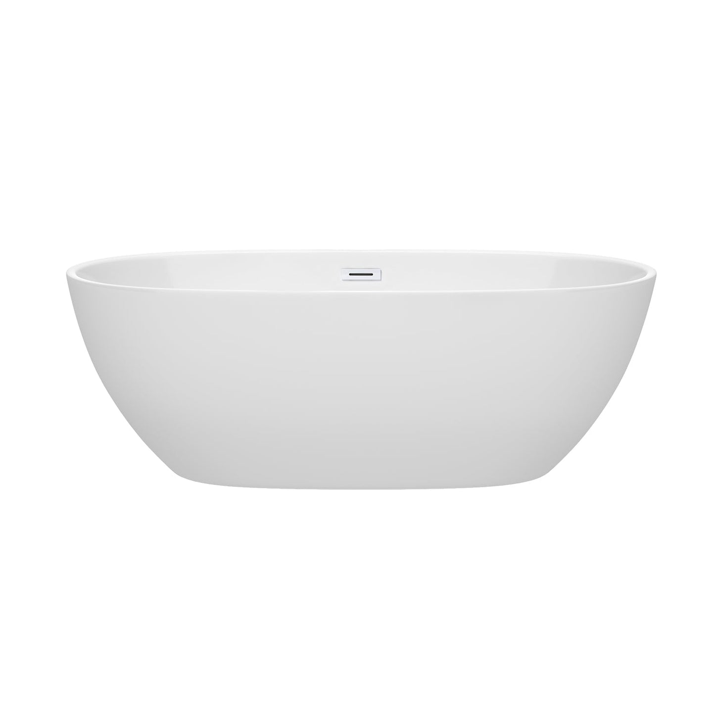 Wyndham Collection Juno 67" Freestanding Bathtub in White With Shiny White Drain and Overflow Trim