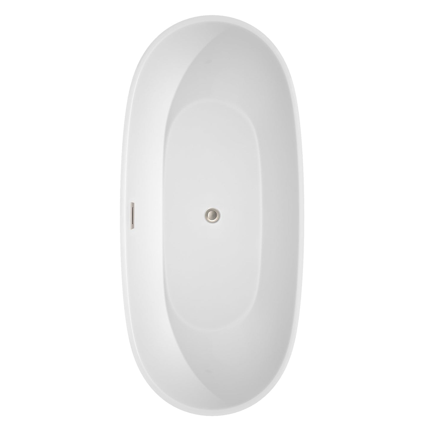 Wyndham Collection Juno 71" Freestanding Bathtub in White With Brushed Nickel Drain and Overflow Trim