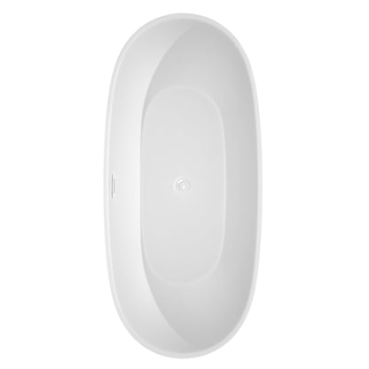 Wyndham Collection Juno 71" Freestanding Bathtub in White With Shiny White Drain and Overflow Trim