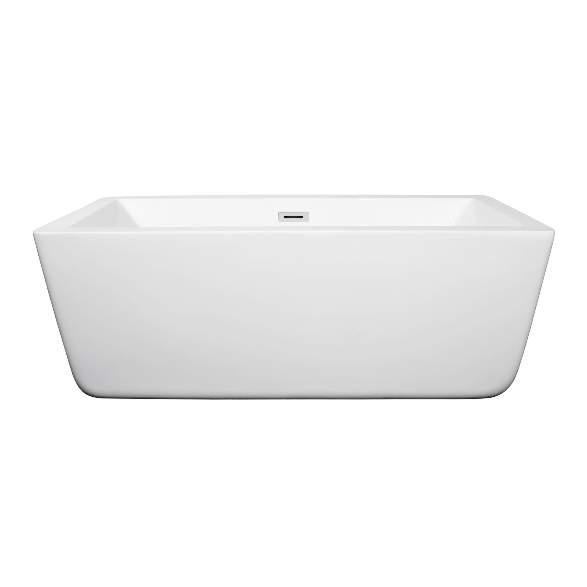 Wyndham Collection Laura 59" Freestanding Bathtub in White With Polished Chrome Drain and Overflow Trim