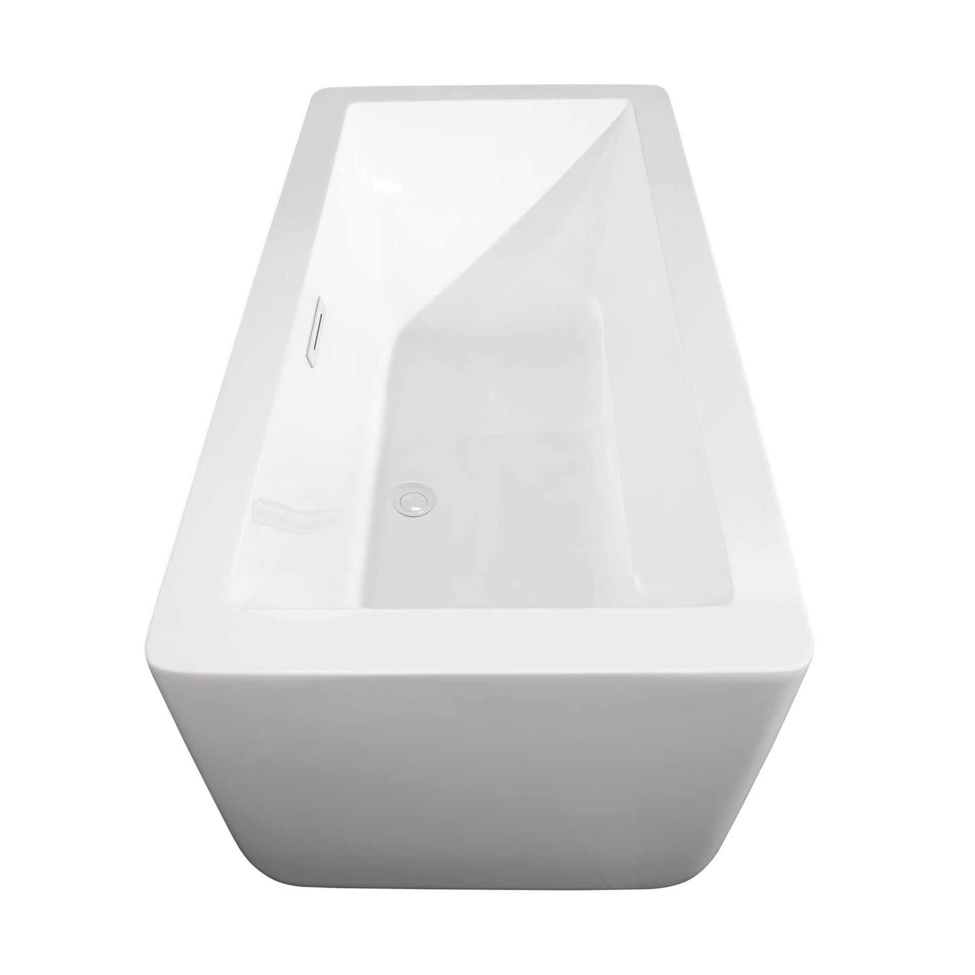 Wyndham Collection Laura 59" Freestanding Bathtub in White With Shiny White Trim and Floor Mounted Faucet in Brushed Gold