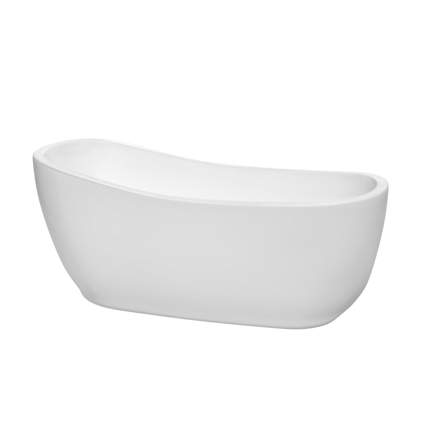 Wyndham Collection Margaret 66" Freestanding Bathtub in White With Brushed Nickel Drain and Overflow Trim