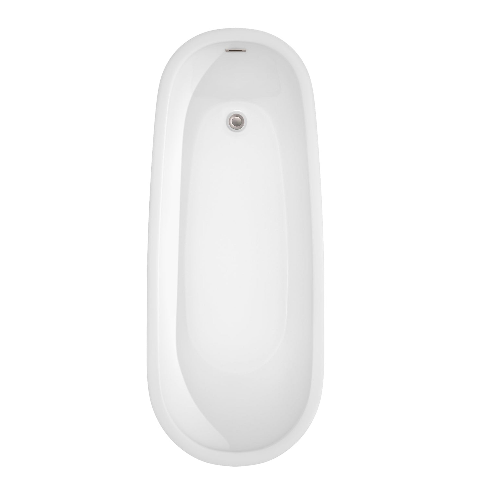 Wyndham Collection Margaret 66" Freestanding Bathtub in White With Brushed Nickel Drain and Overflow Trim