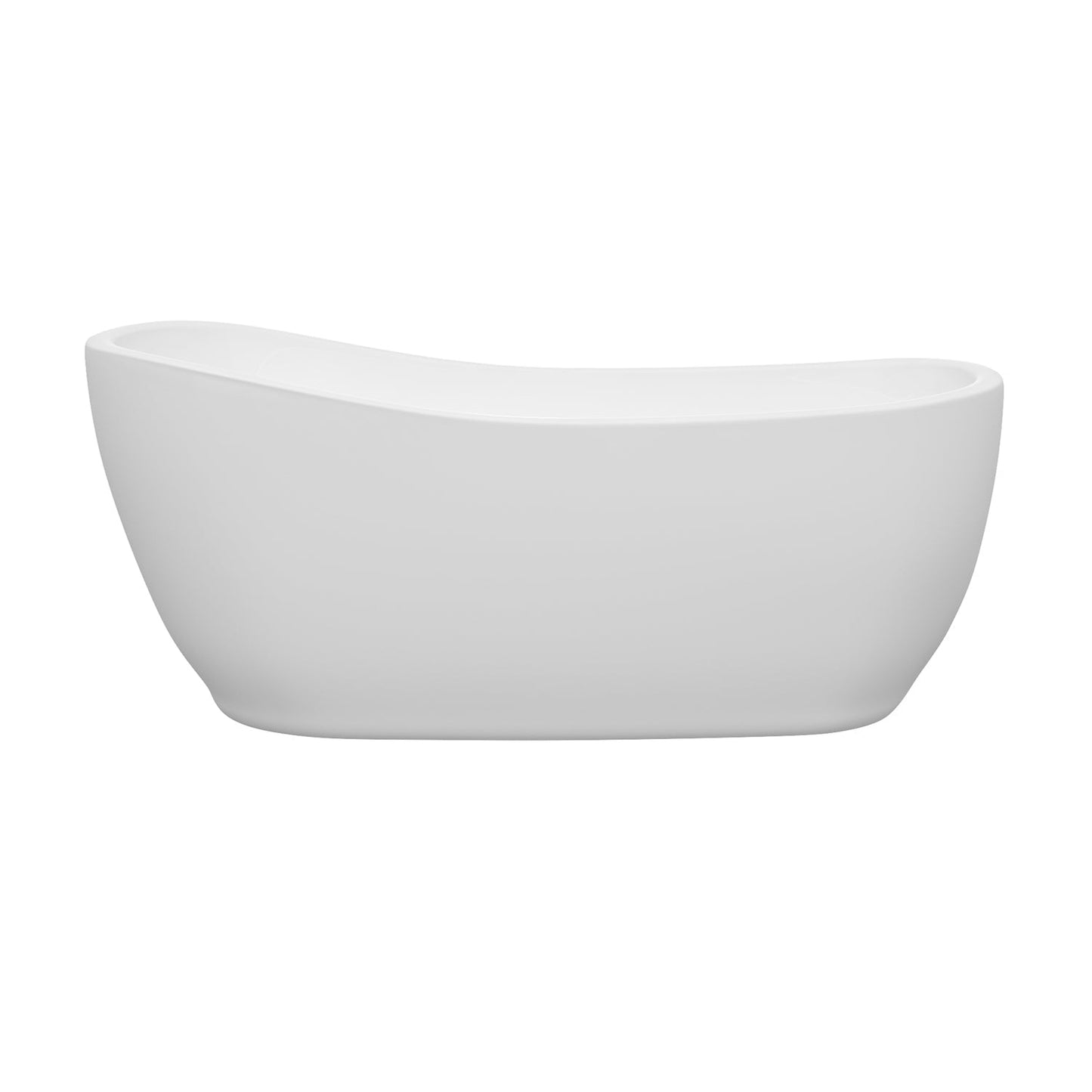 Wyndham Collection Margaret 66" Freestanding Bathtub in White With Polished Chrome Drain and Overflow Trim