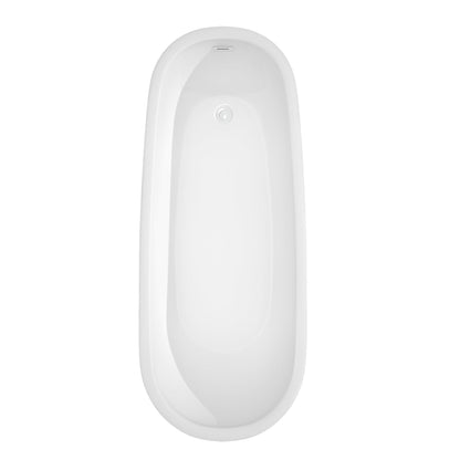 Wyndham Collection Margaret 66" Freestanding Bathtub in White With Shiny White Drain and Overflow Trim