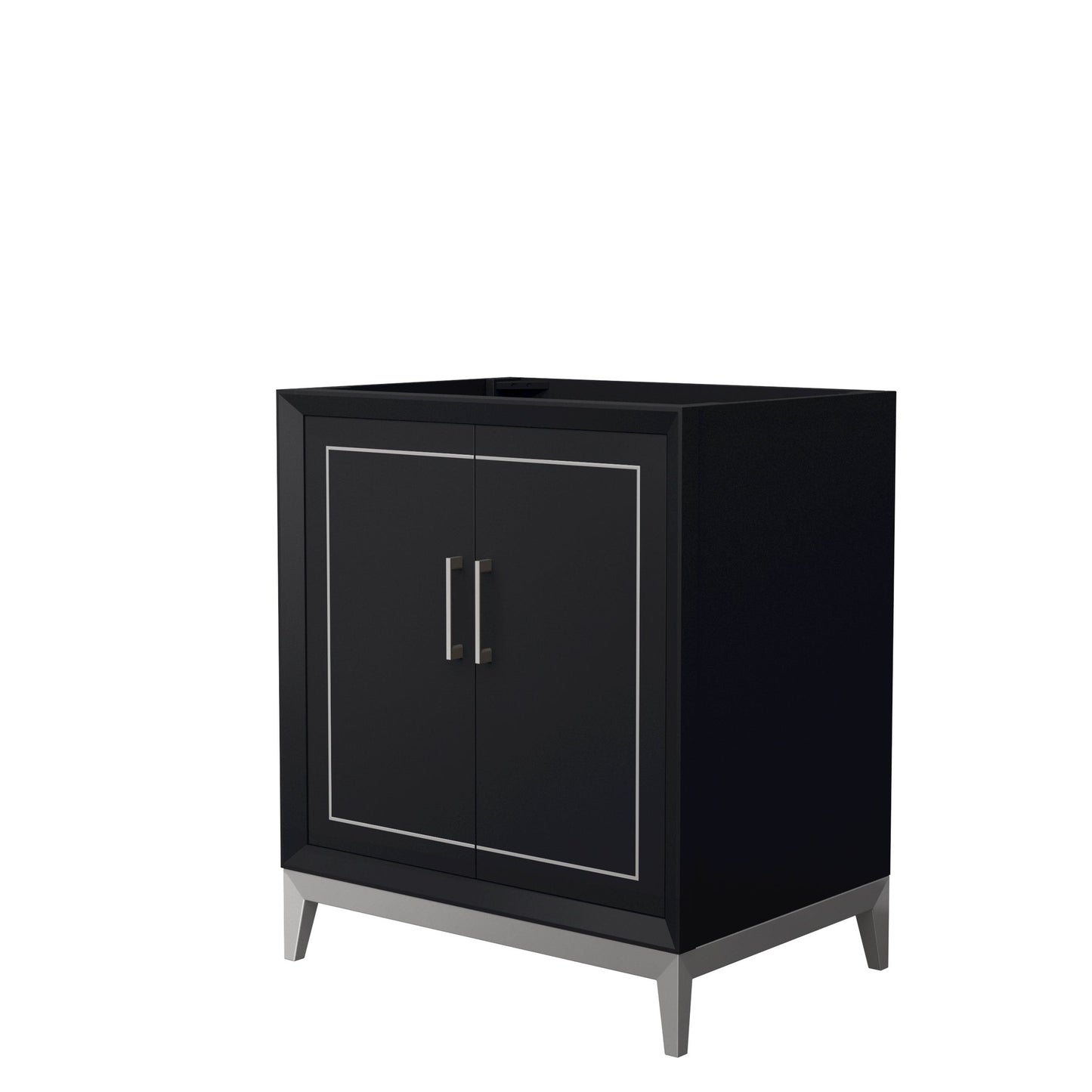 Wyndham Collection Marlena 30" Single Bathroom Vanity in Black, No Countertop, No Sink, Brushed Nickel Trim