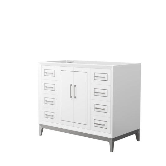 Wyndham Collection Marlena 42" Single Bathroom Vanity in White, No Countertop, No Sink, Brushed Nickel Trim