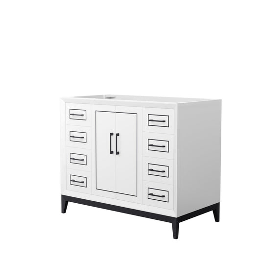 Wyndham Collection Marlena 42" Single Bathroom Vanity in White, No Countertop, No Sink, Matte Black Trim