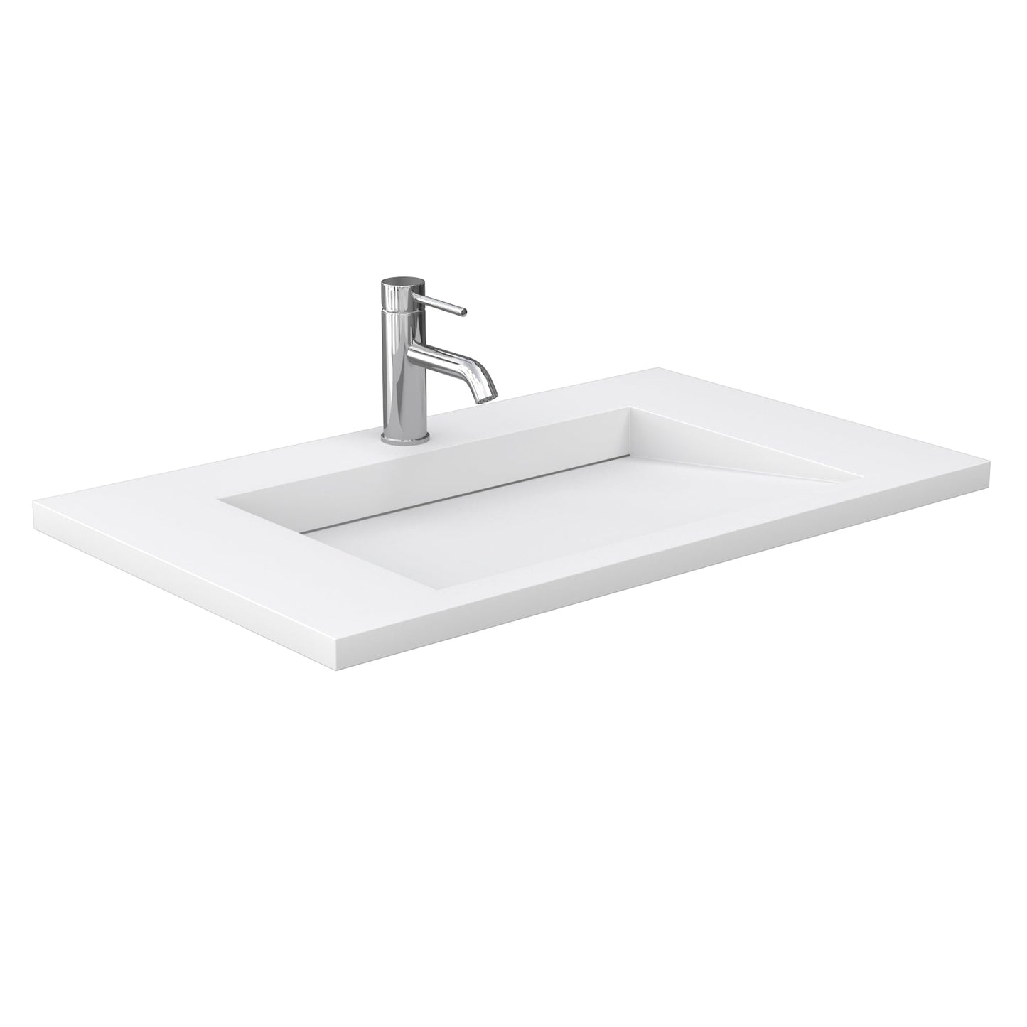 Wyndham Collection Maroni 36" Single Bathroom Vanity in Light Straw, 1.25" Thick Matte White Solid Surface Countertop, Integrated Sink