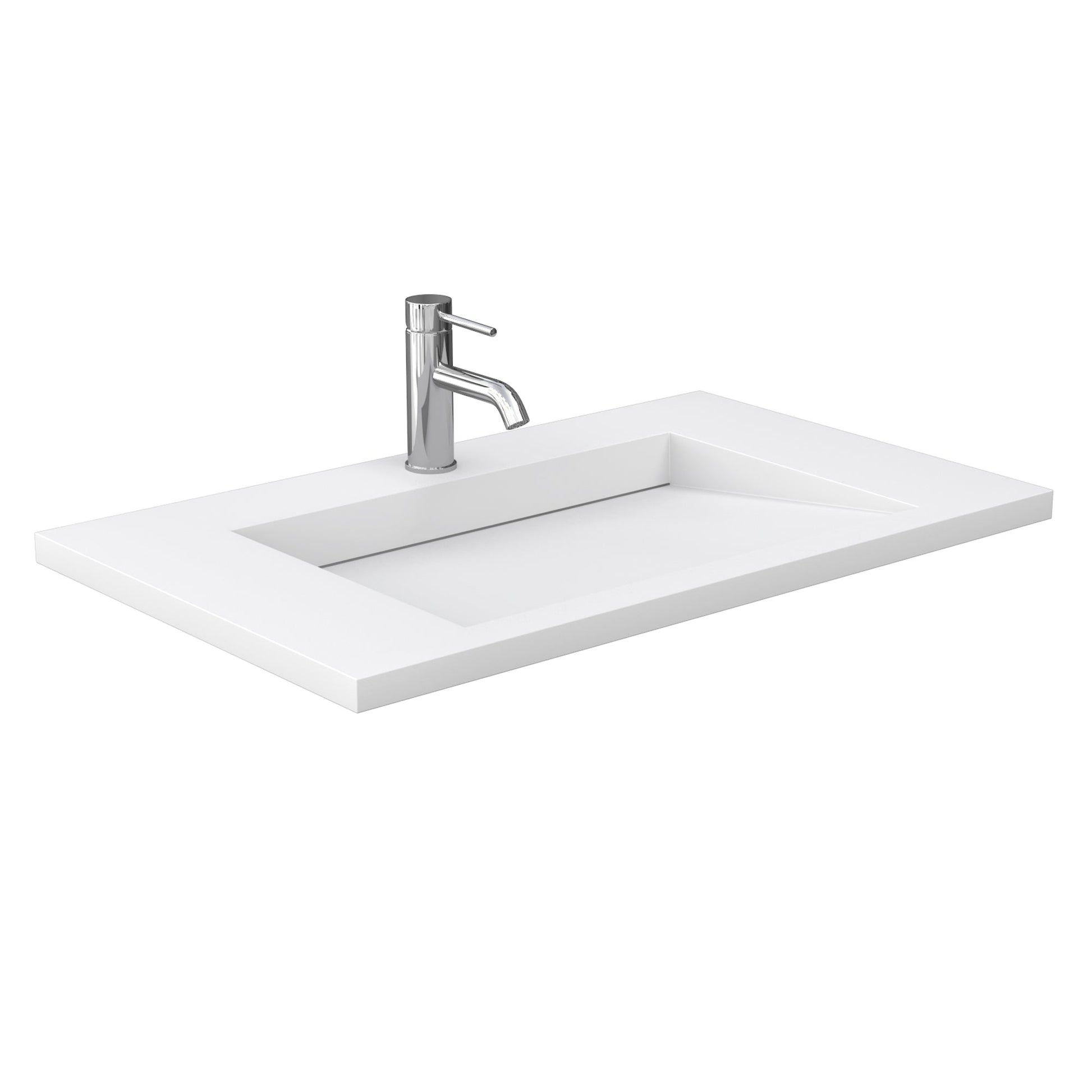 Wyndham Collection Maroni 36" Single Bathroom Vanity in Light Straw, 1.25" Thick Matte White Solid Surface Countertop, Integrated Sink
