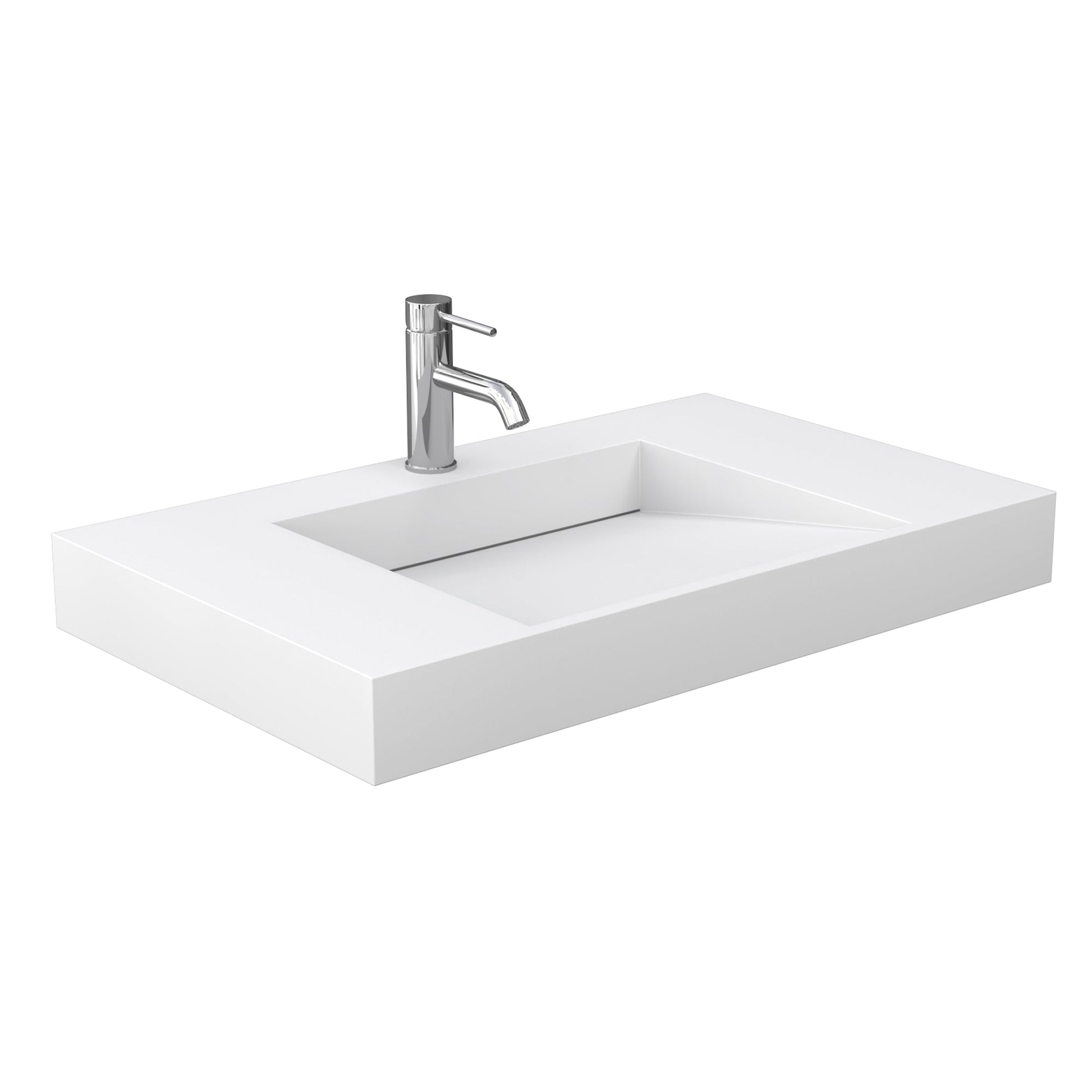 Wyndham Collection Maroni 36" Single Bathroom Vanity in Light Straw, 4" Thick Matte White Solid Surface Countertop, Integrated Sink