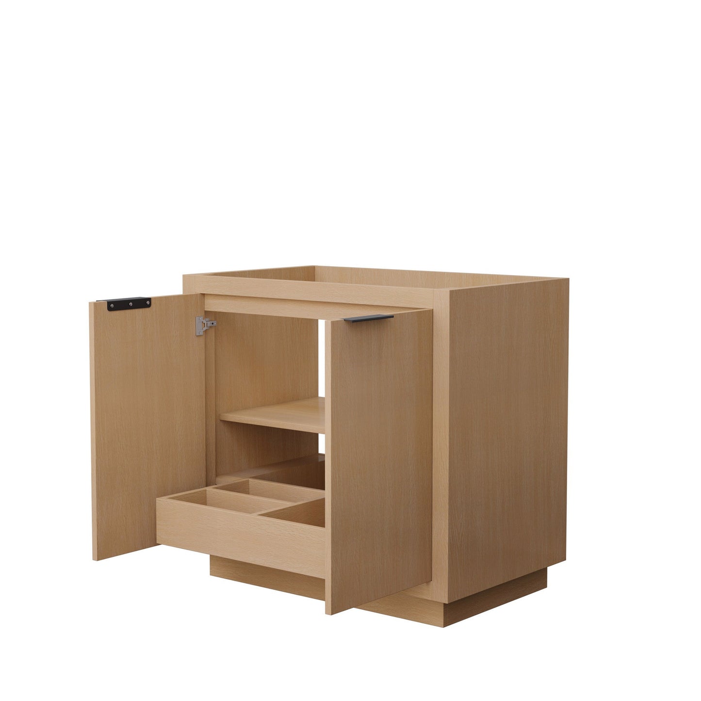 Wyndham Collection Maroni 36" Single Bathroom Vanity in Light Straw, No Countertop, No Sink, Matte Black Trim