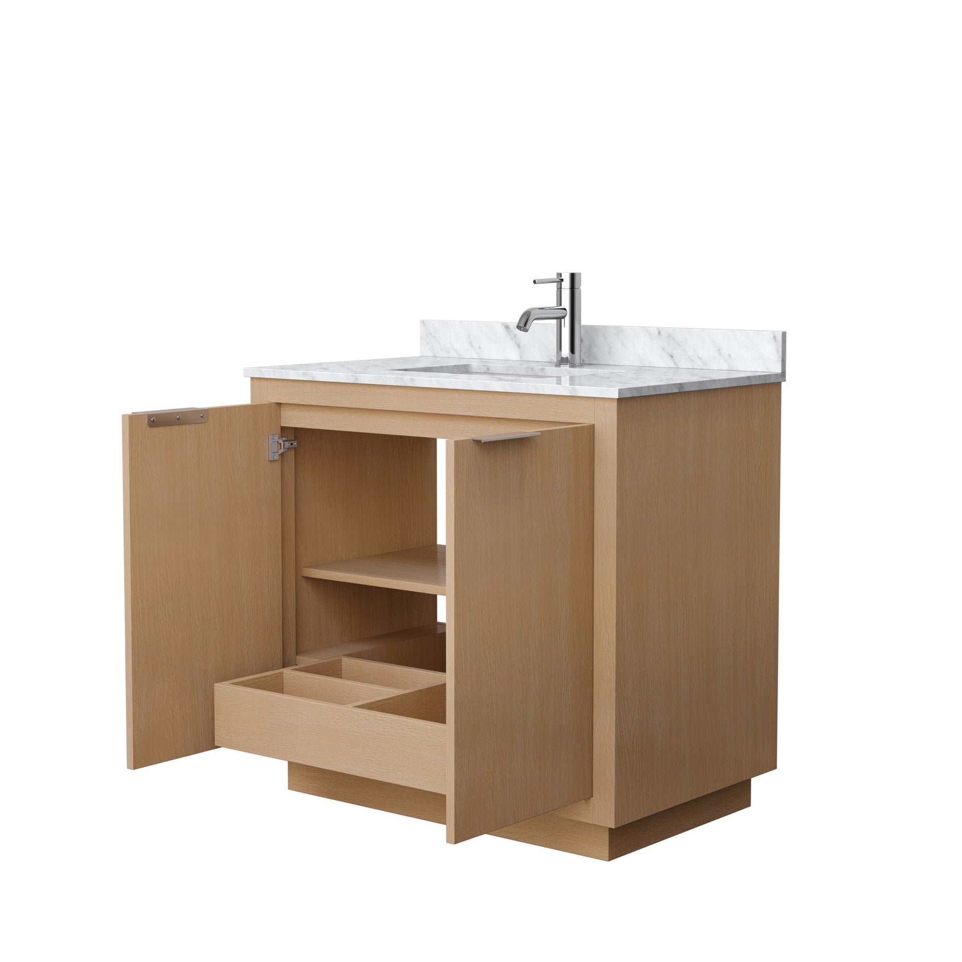 Wyndham Collection Maroni 36" Single Bathroom Vanity in Light Straw, White Carrara Marble Countertop, Undermount Square Sink