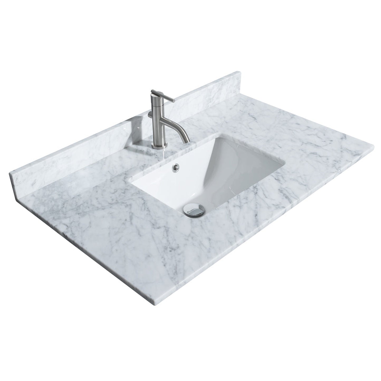 Wyndham Collection Maroni 36" Single Bathroom Vanity in Light Straw, White Carrara Marble Countertop, Undermount Square Sink