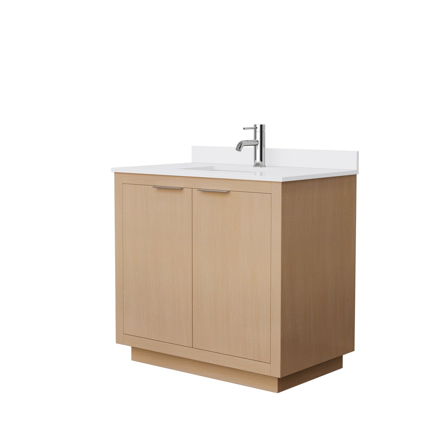 Wyndham Collection Maroni 36" Single Bathroom Vanity in Light Straw, White Cultured Marble Countertop, Undermount Square Sink