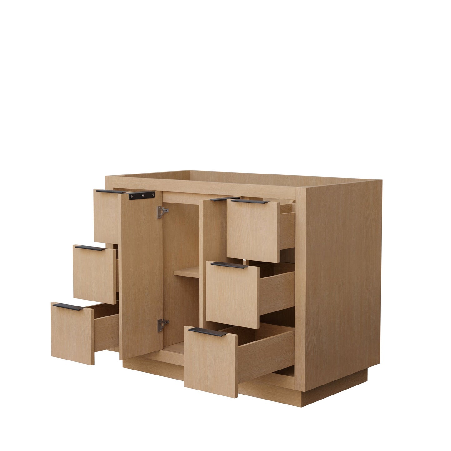 Wyndham Collection Maroni 42" Single Bathroom Vanity in Light Straw, No Countertop, No Sink, Matte Black Trim