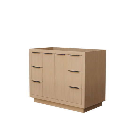 Wyndham Collection Maroni 42" Single Bathroom Vanity in Light Straw, No Countertop, No Sink, Matte Black Trim