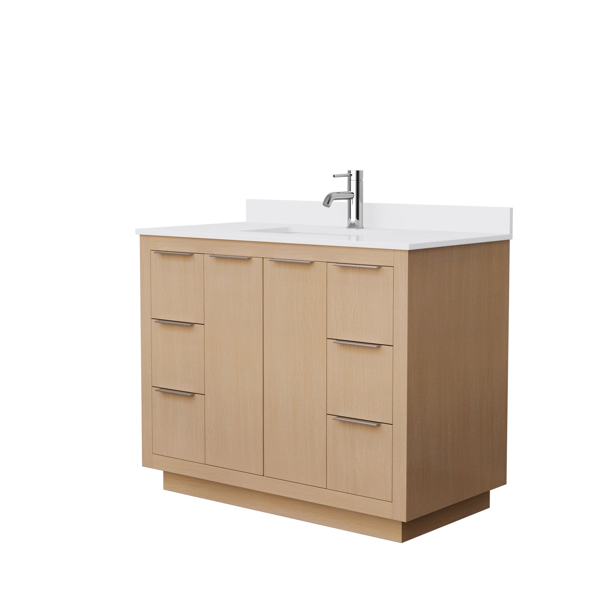 Wyndham Collection Maroni 42" Single Bathroom Vanity in Light Straw, White Cultured Marble Countertop, Undermount Square Sink