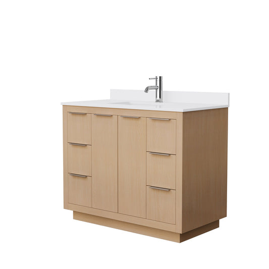 Wyndham Collection Maroni 42" Single Bathroom Vanity in Light Straw, White Cultured Marble Countertop, Undermount Square Sink