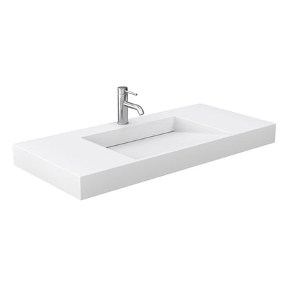 Wyndham Collection Maroni 48" Single Bathroom Vanity in Light Straw, 4" Thick Matte White Solid Surface Countertop, Integrated Sink