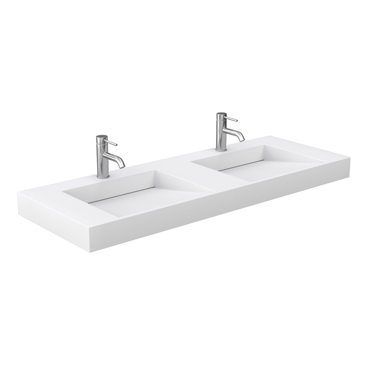 Wyndham Collection Maroni 60" Double Bathroom Vanity in Light Straw, 4" Thick Matte White Solid Surface Countertop, Integrated Sinks