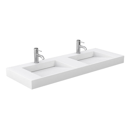 Wyndham Collection Maroni 60" Double Bathroom Vanity in Light Straw, 4" Thick Matte White Solid Surface Countertop, Integrated Sinks