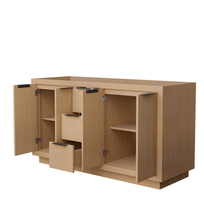 Wyndham Collection Maroni 60" Double Bathroom Vanity in Light Straw, No Countertop, No Sink, Matte Black Trim