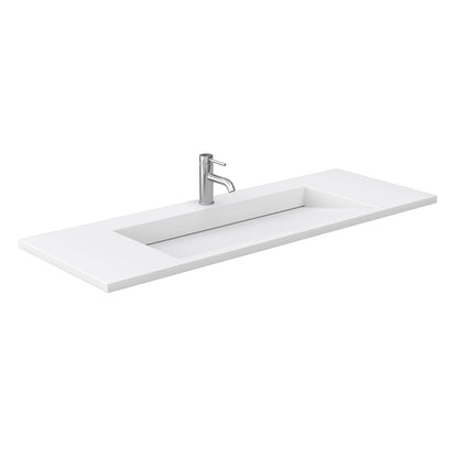 Wyndham Collection Maroni 60" Single Bathroom Vanity in Light Straw, 1.25" Thick Matte White Solid Surface Countertop, Integrated Sink, Matte Black Trim