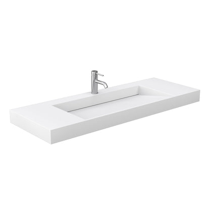Wyndham Collection Maroni 60" Single Bathroom Vanity in Light Straw, 4" Thick Matte White Solid Surface Countertop, Integrated Sink