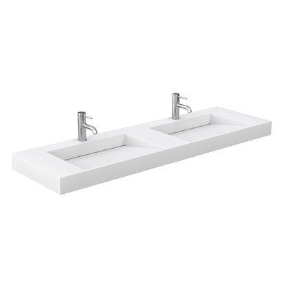 Wyndham Collection Maroni 72" Double Bathroom Vanity in Light Straw, 4" Thick Matte White Solid Surface Countertop, Integrated Sinks