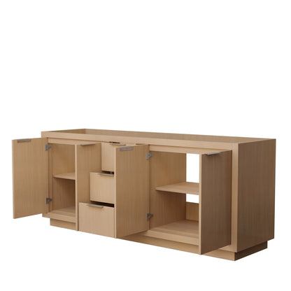 Wyndham Collection Maroni 80" Double Bathroom Vanity in Light Straw, No Countertop, No Sink