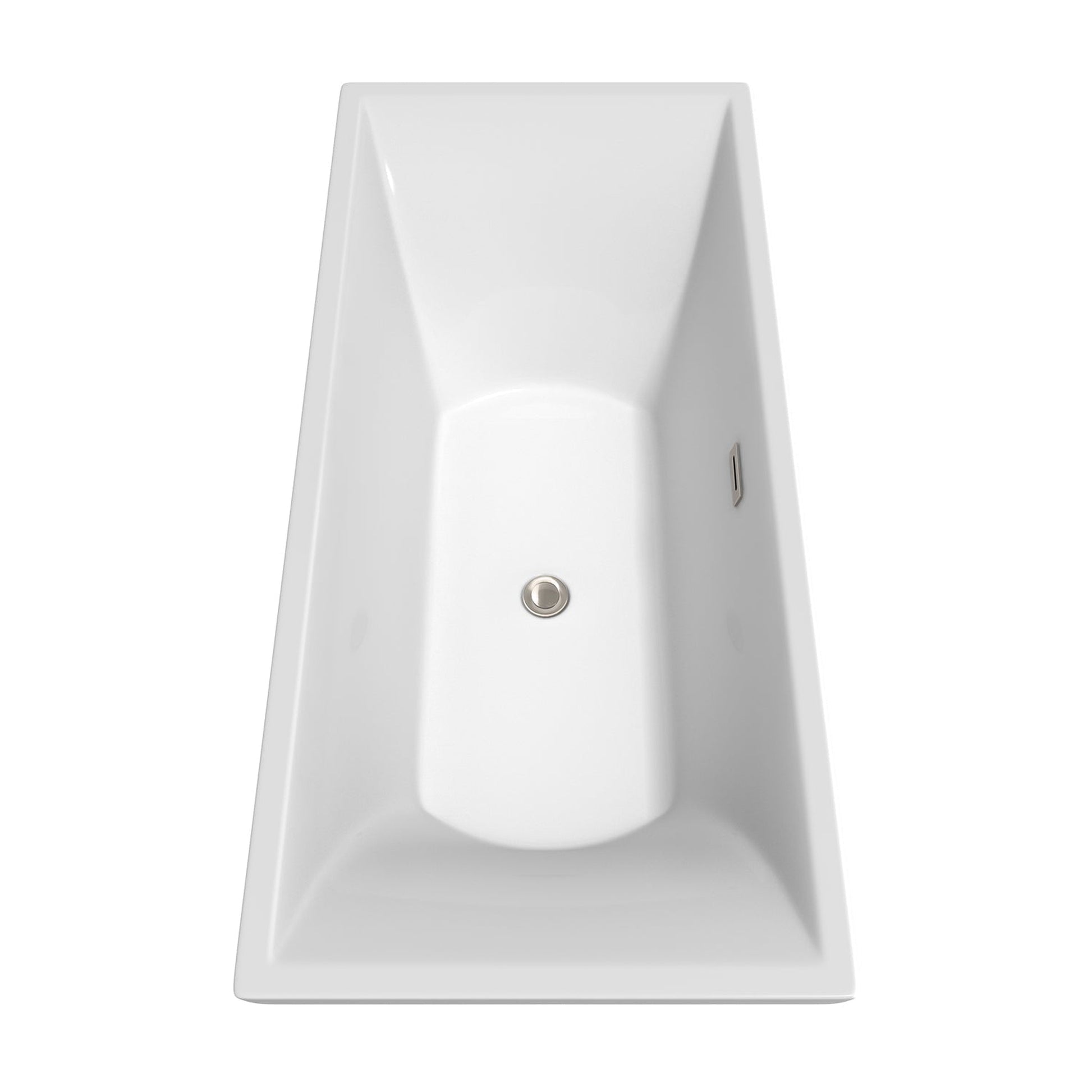 Wyndham Collection Maryam 71" Freestanding Bathtub in White With Floor Mounted Faucet, Drain and Overflow Trim in Brushed Nickel