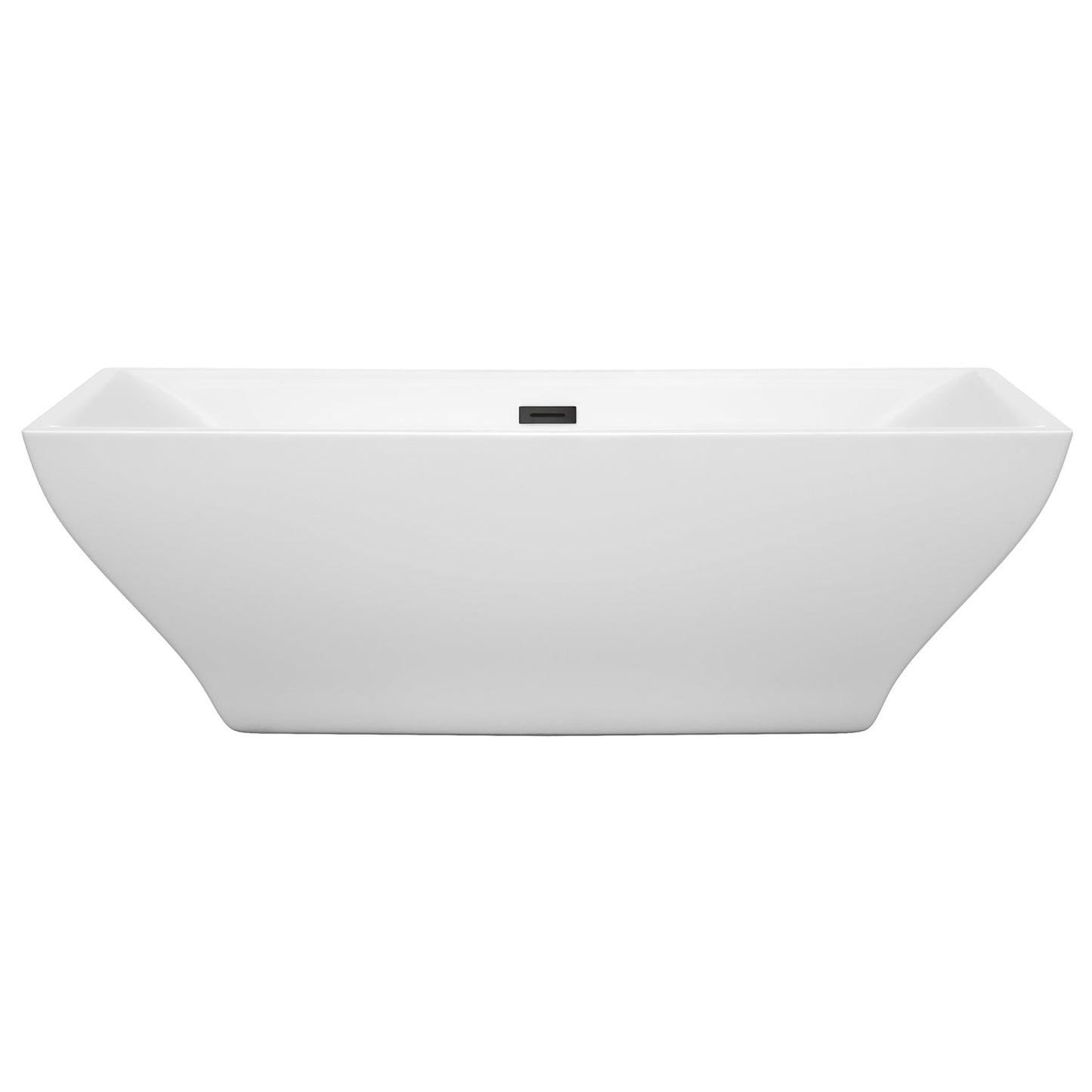 Wyndham Collection Maryam 71" Freestanding Bathtub in White With Matte Black Drain and Overflow Trim