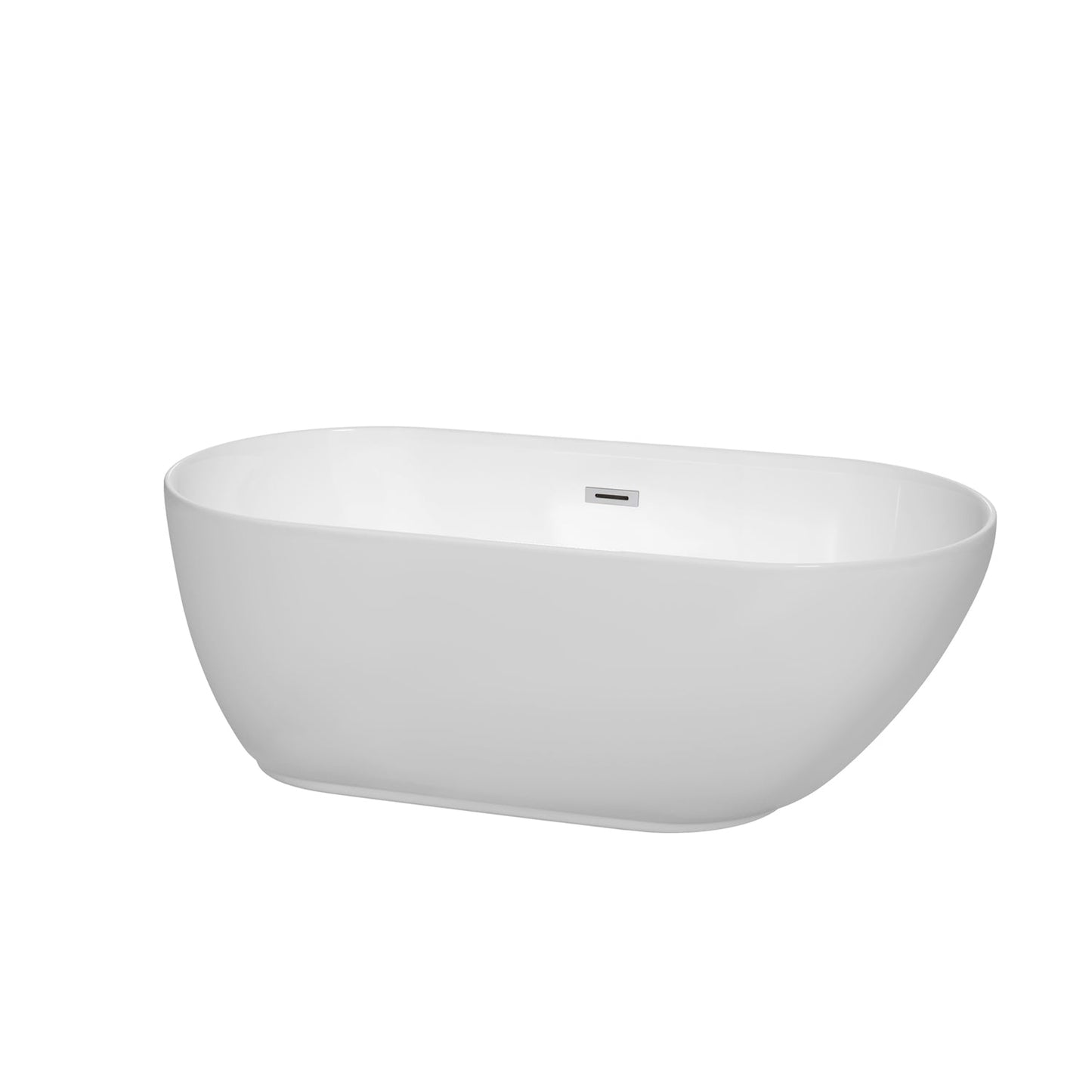 Wyndham Collection Melissa 60" Freestanding Bathtub in White With Polished Chrome Drain and Overflow Trim