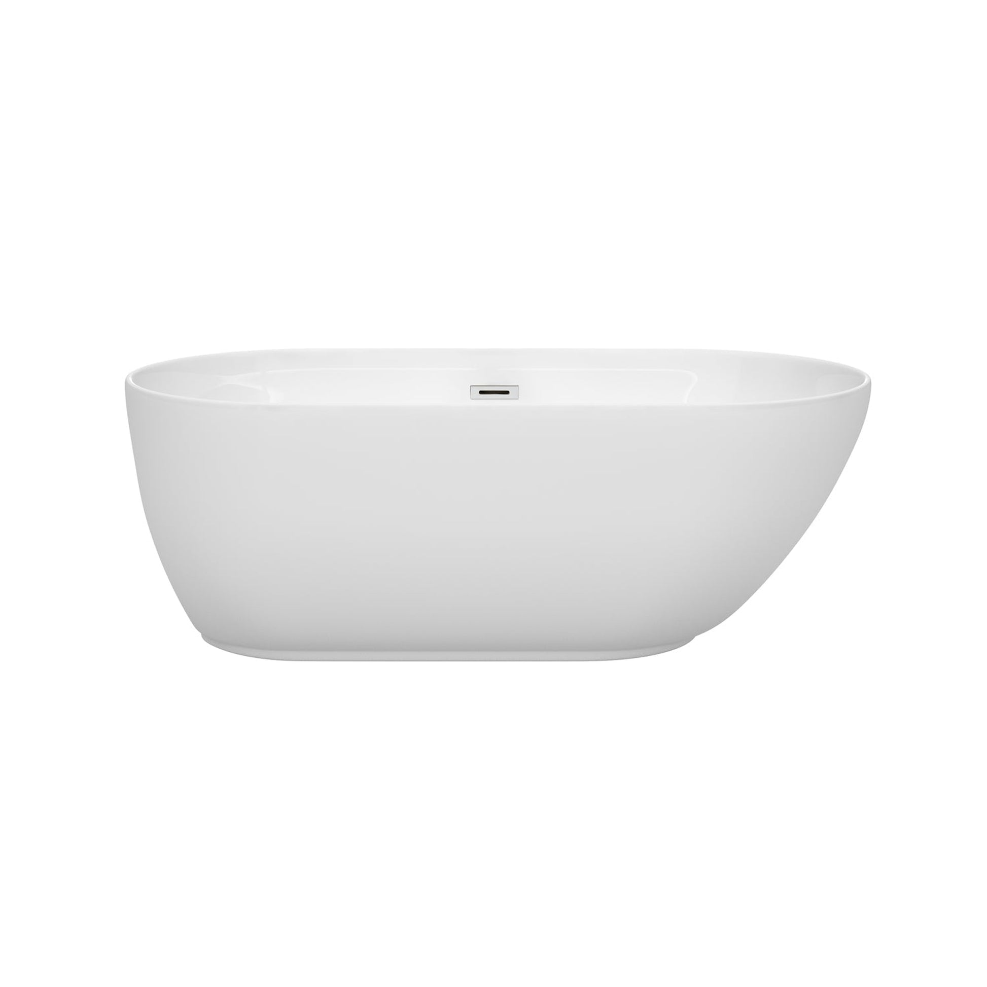 Wyndham Collection Melissa 60" Freestanding Bathtub in White With Polished Chrome Drain and Overflow Trim