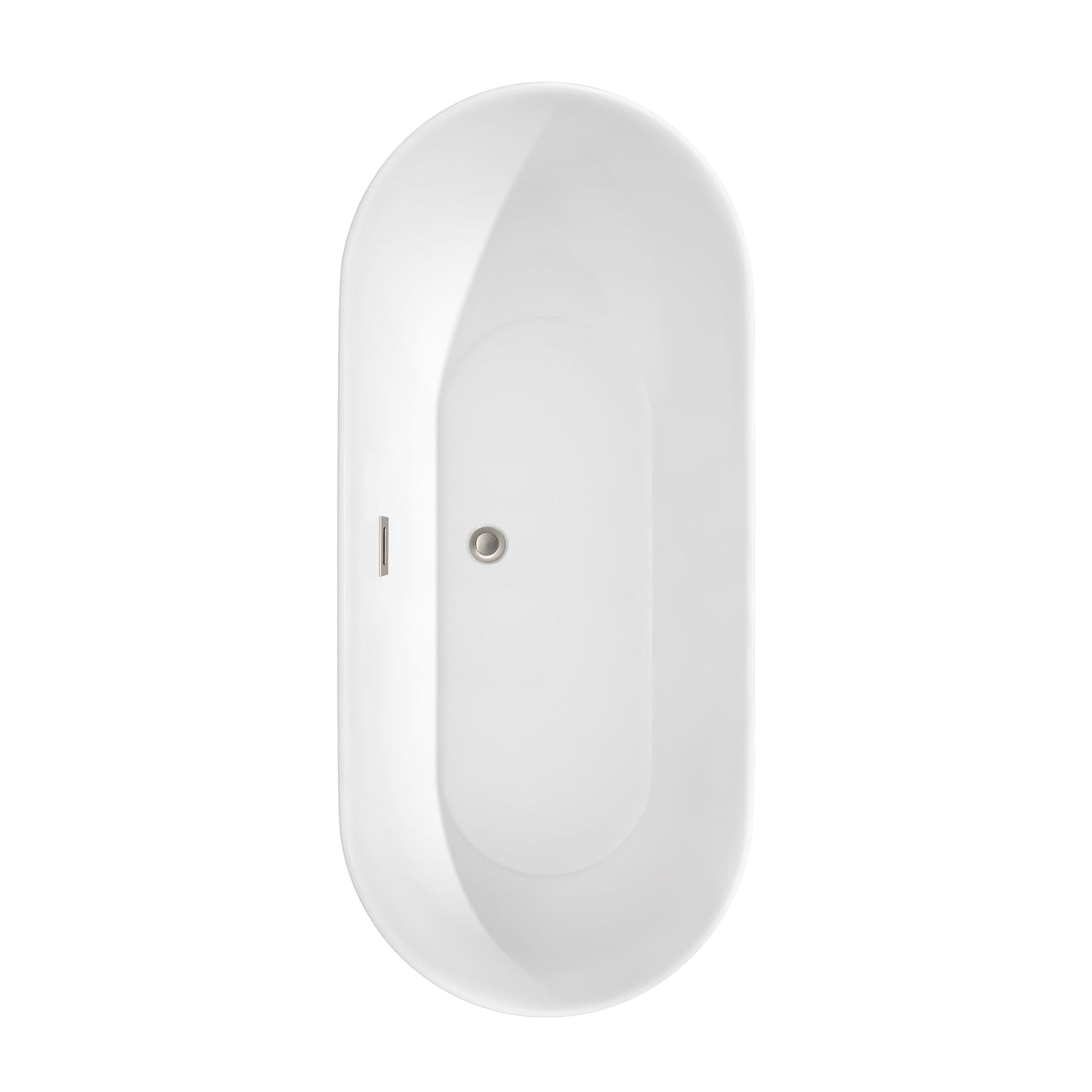 Wyndham Collection Melissa 65" Freestanding Bathtub in White With Brushed Nickel Drain and Overflow Trim