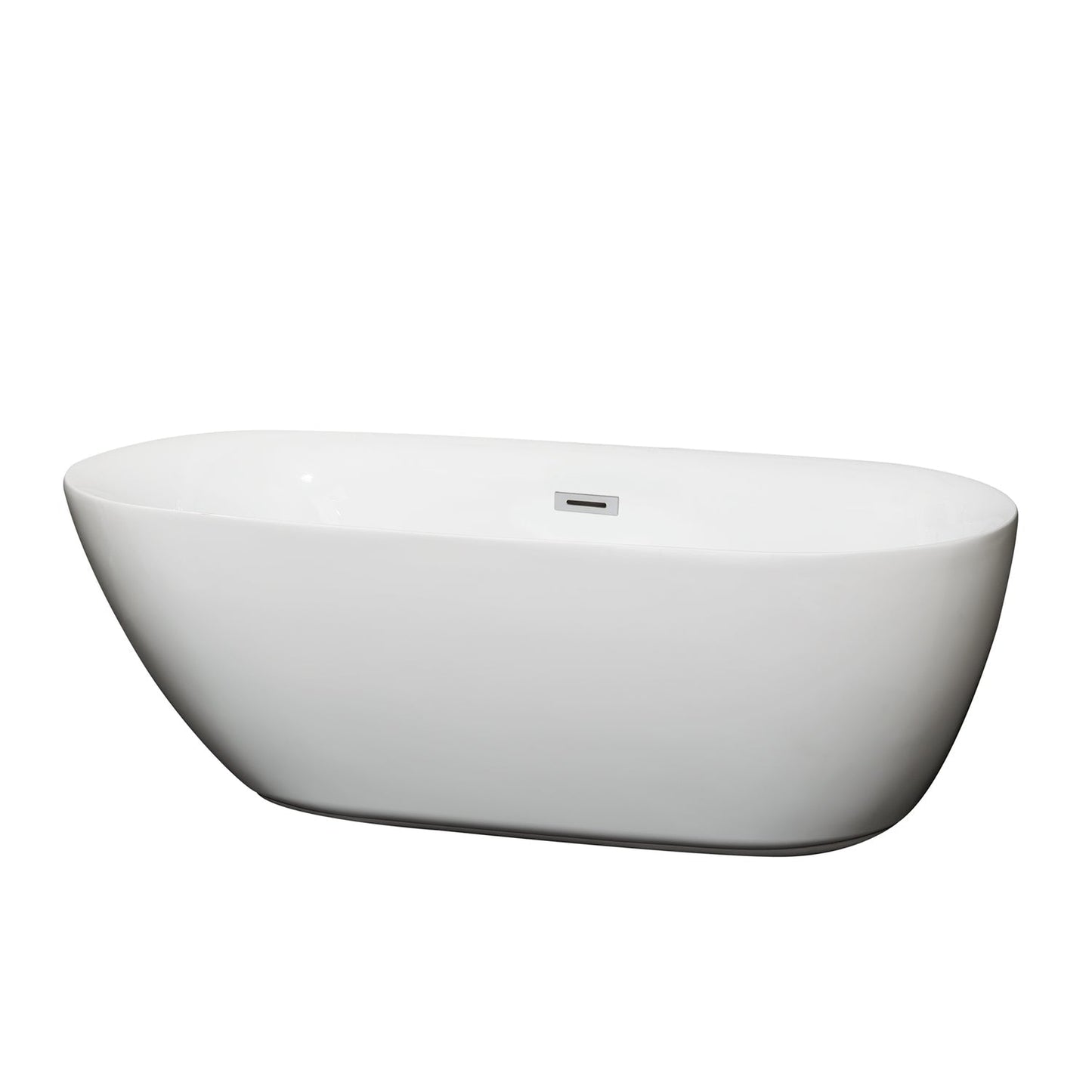 Wyndham Collection Melissa 65" Freestanding Bathtub in White With Polished Chrome Drain and Overflow Trim
