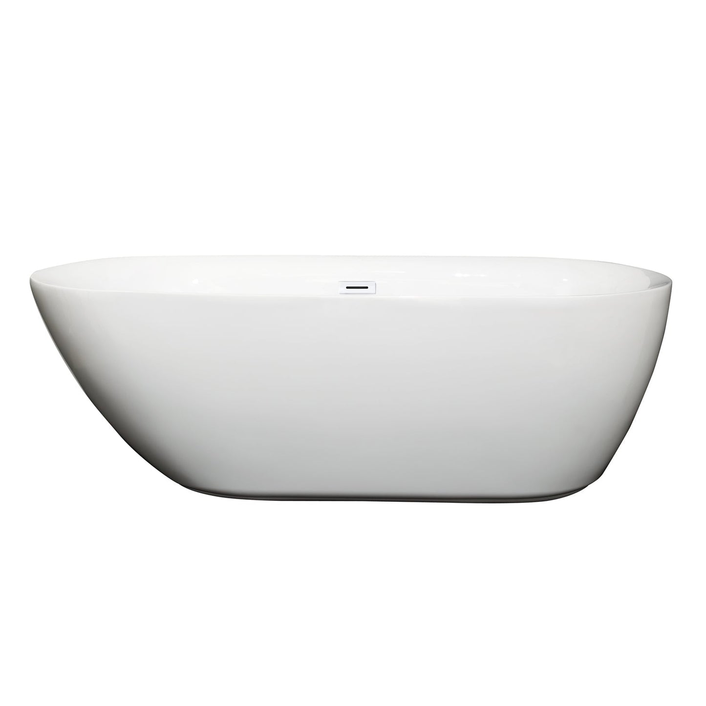 Wyndham Collection Melissa 65" Freestanding Bathtub in White With Shiny White Drain and Overflow Trim