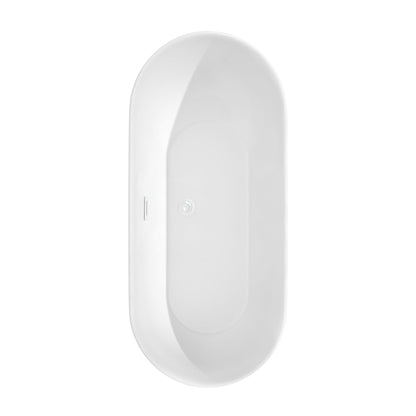 Wyndham Collection Melissa 65" Freestanding Bathtub in White With Shiny White Drain and Overflow Trim